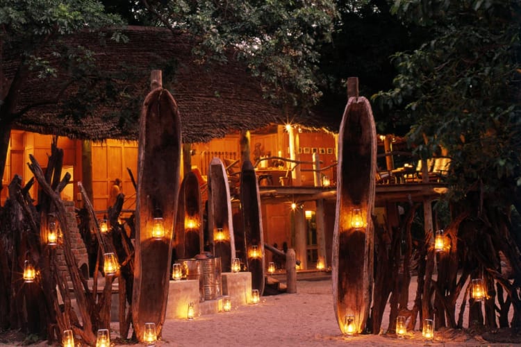 Evening outside area with effect lighting